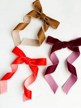 Load image into Gallery viewer, Burgundy Velvet Long Tail Bow
