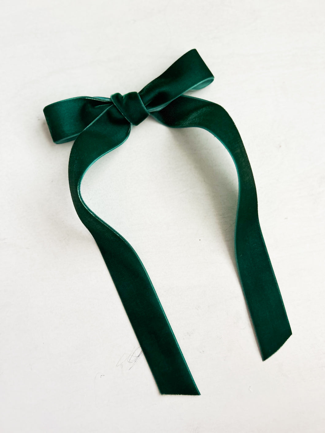 Hunter Green Velvet Long Tail Bow