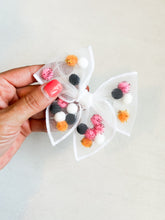 Load image into Gallery viewer, Spooky Pink Pom Pom Bow
