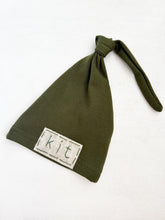 Load image into Gallery viewer, Hand Embroidered Olive Newborn Hat
