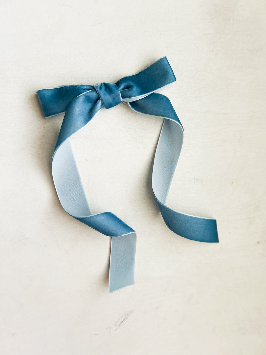 French Blue Velvet Long Tail Bow