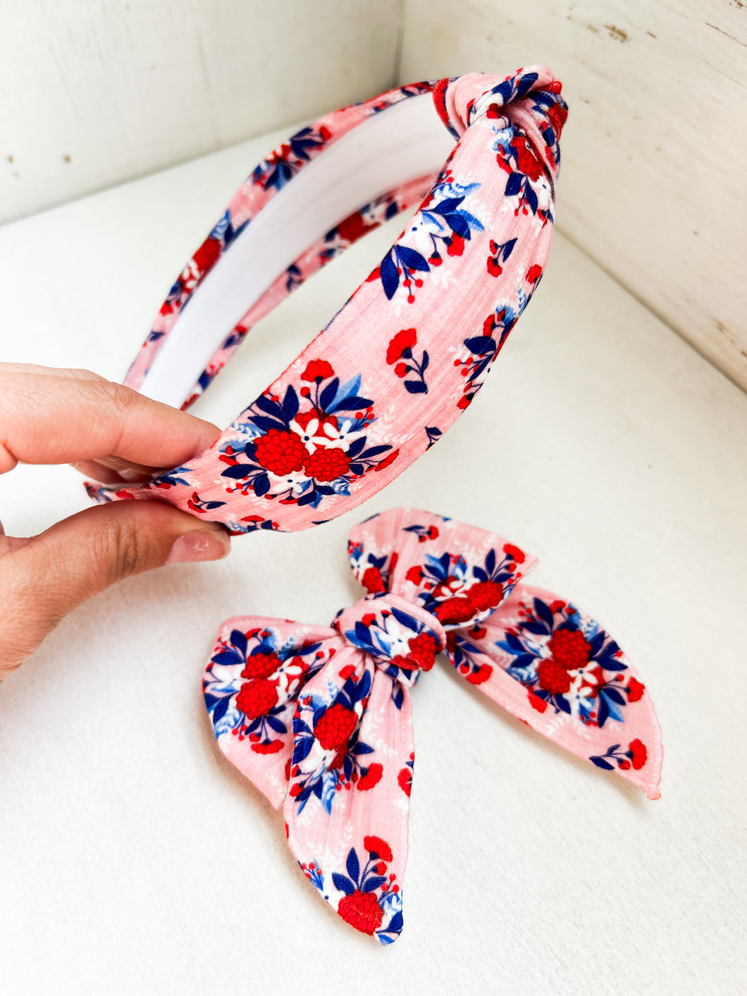 Pink Patriotic Floral Headband
