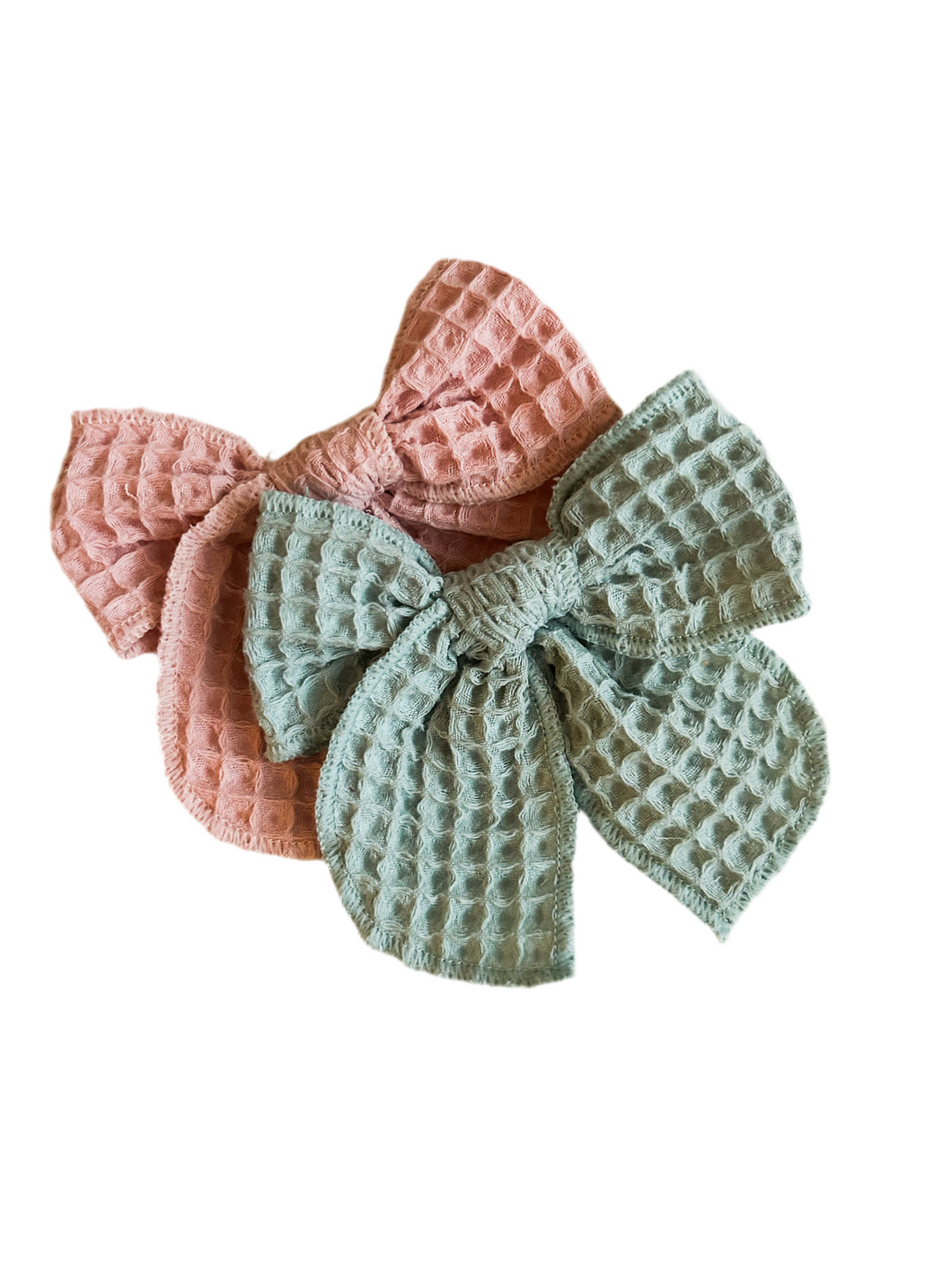 Sage + Mauve Waffle Bow Set