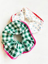 Load image into Gallery viewer, Green + Pink Scrunchie
