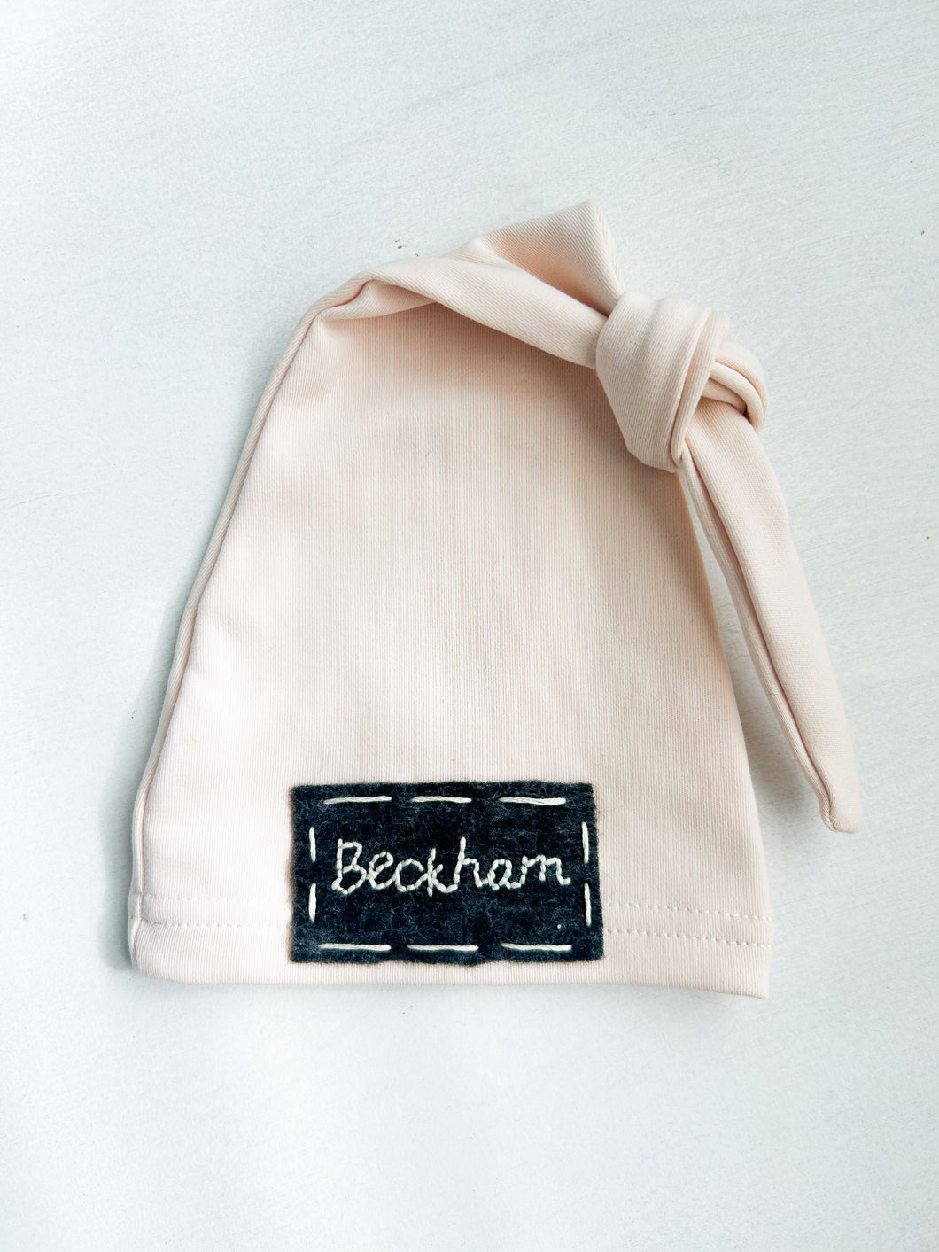 Hand Embroidered Cream Newborn Hat
