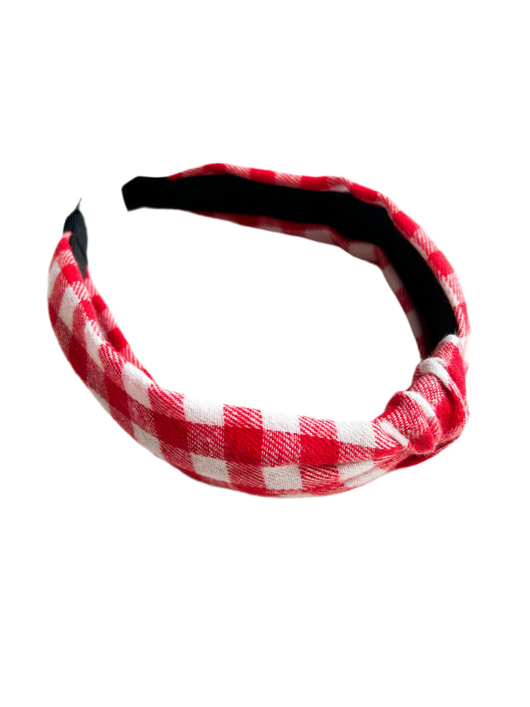 Red + White Flannel Headband