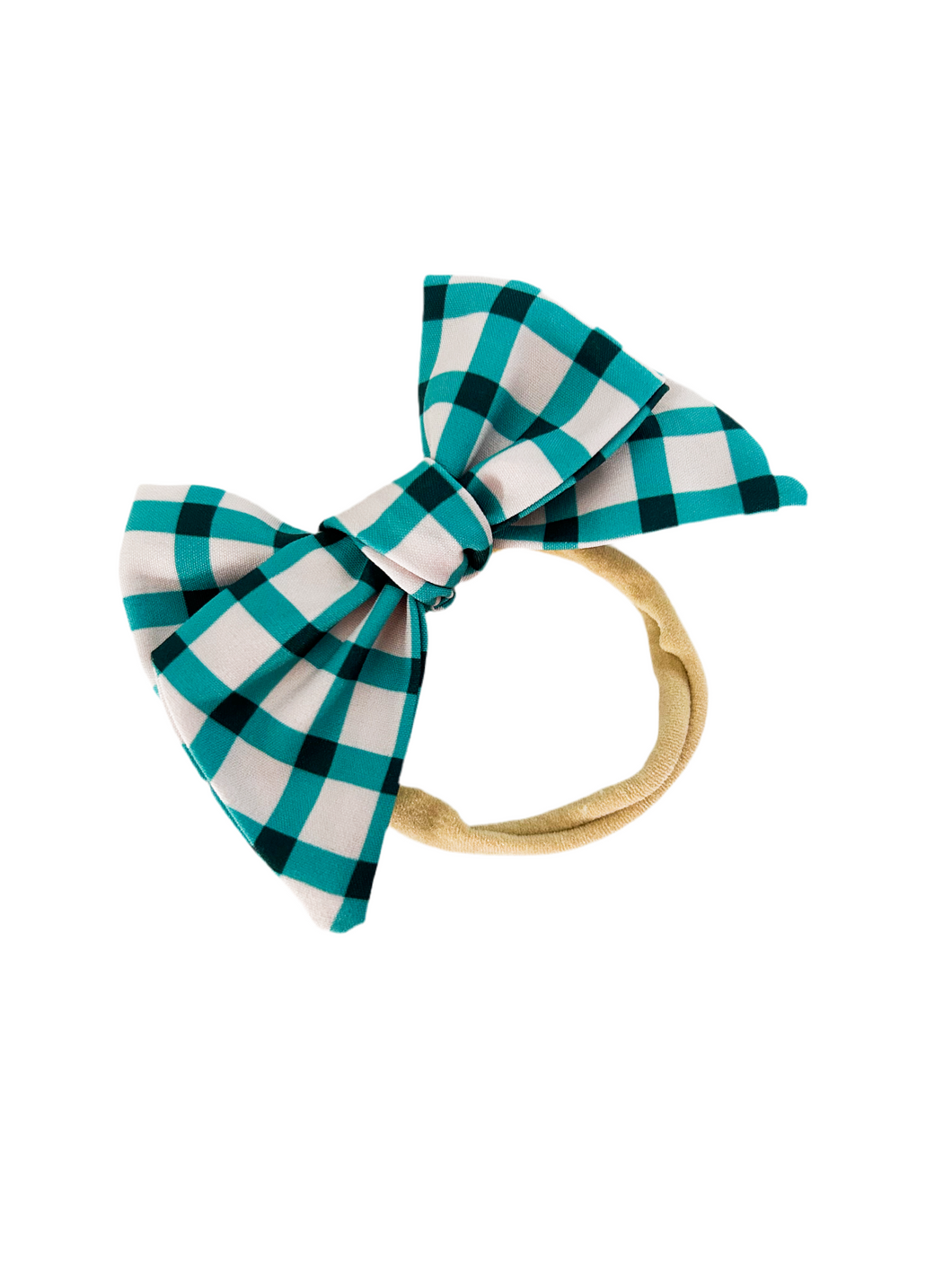 Teal Christmas Plaid Bow