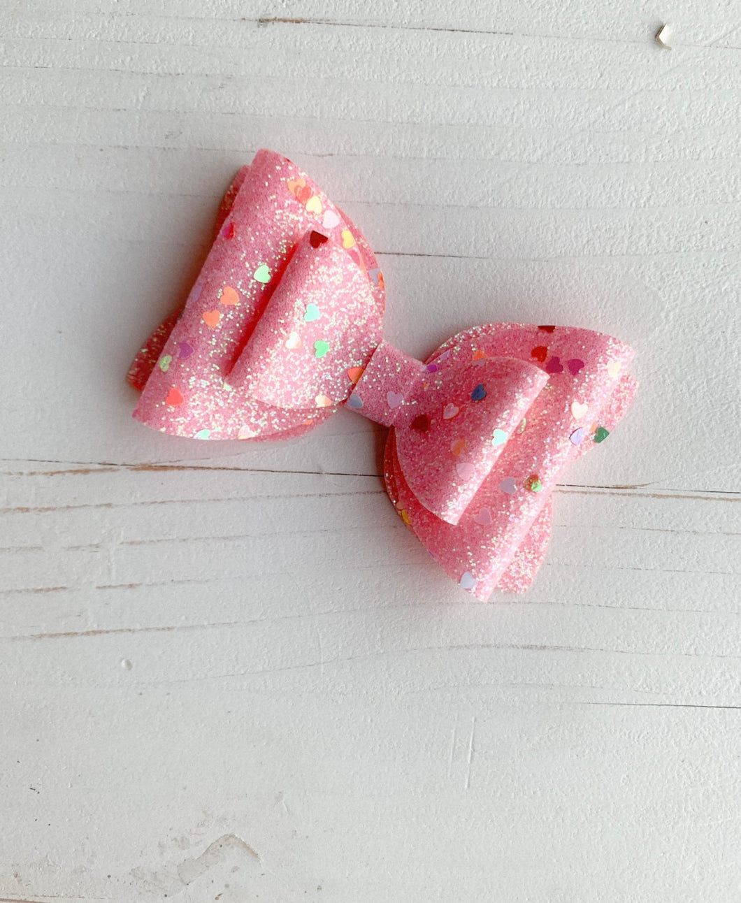 Pink Sparkle Conversation Heart Bow
