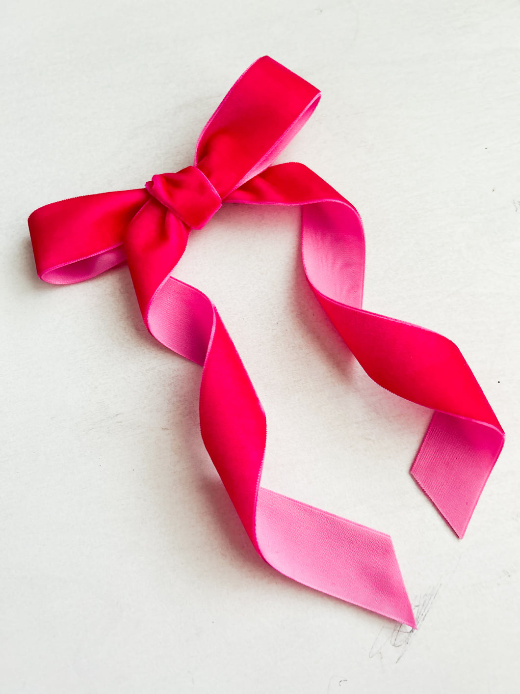 Hot Pink Velvet Long Tail Bow