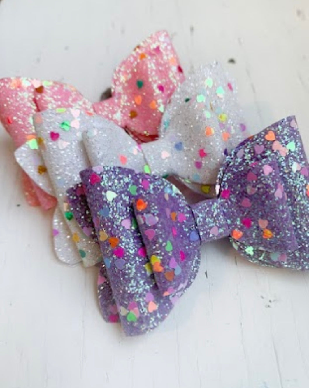 Sparkle Conversation Heart Bow SET