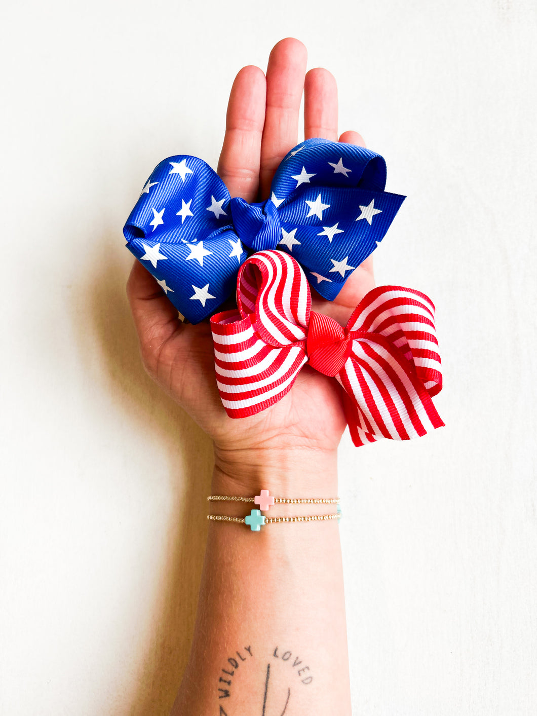 Stars and Stripes Mini Big Bow Piggy Set