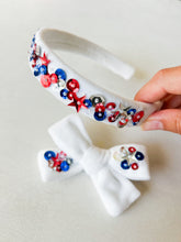 Load image into Gallery viewer, Red White + Sparkle Headband
