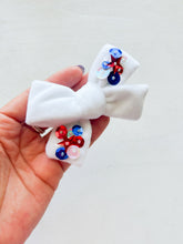Load image into Gallery viewer, Red White + Sparkle Bow
