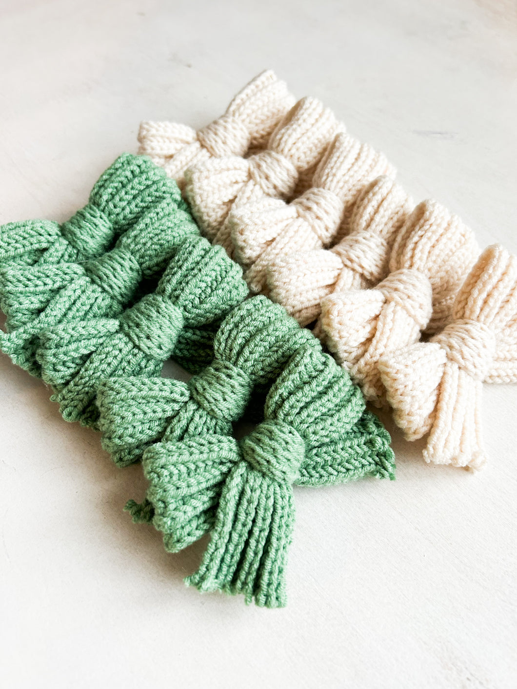 Sage + Cream Sweater Bow Set