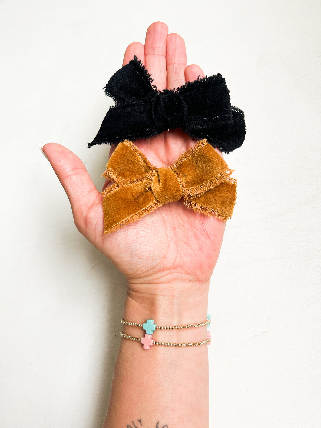 Black + Gold Velvet Fray Bows