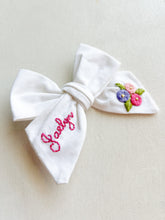 Load image into Gallery viewer, Spring Fling Hand Embroidered Name Bow
