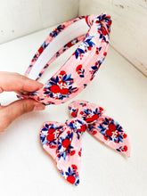 Load image into Gallery viewer, Pink Patriotic Floral Bow
