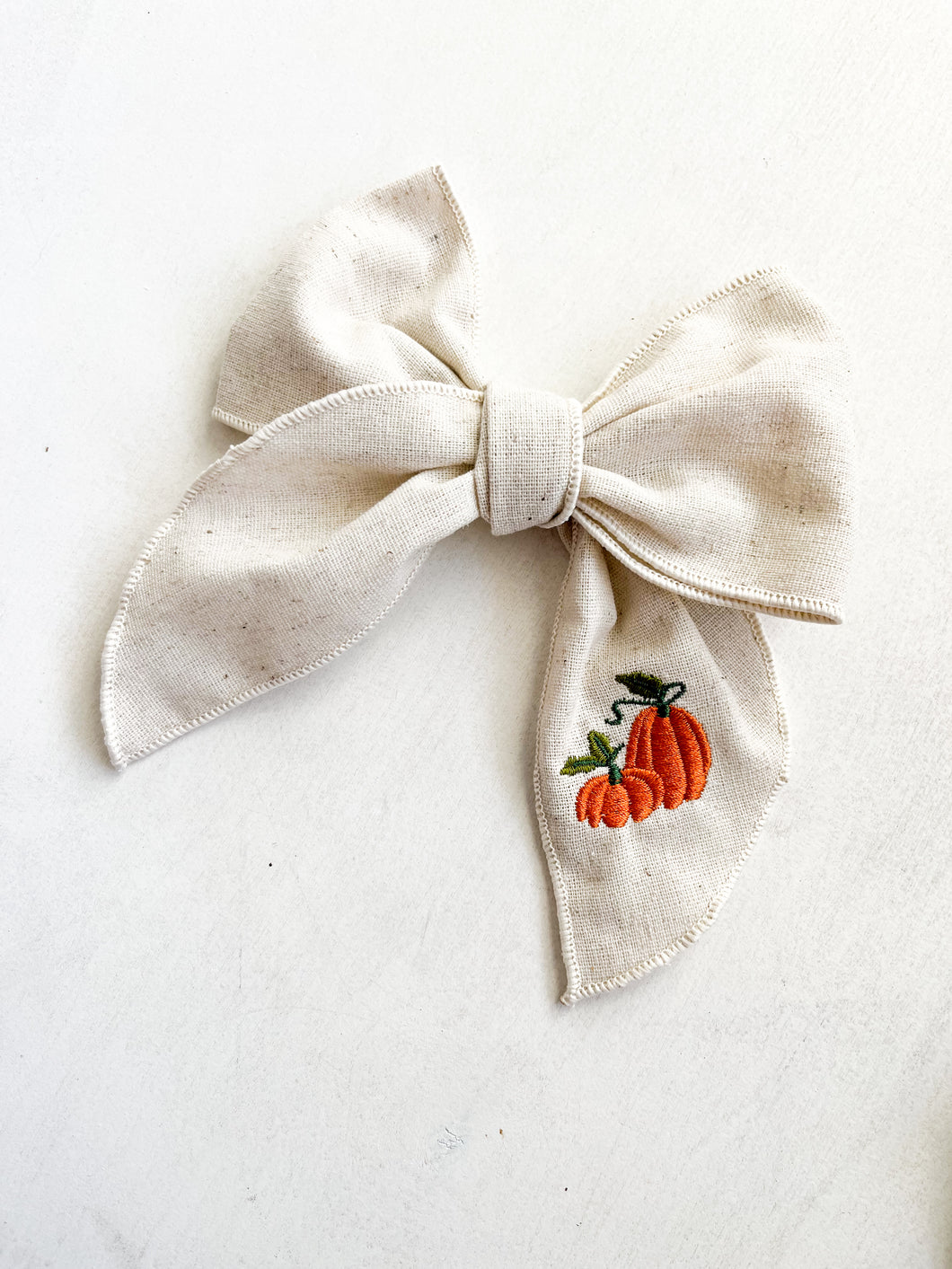Pumpkin Embroidered Large Isabella Bow
