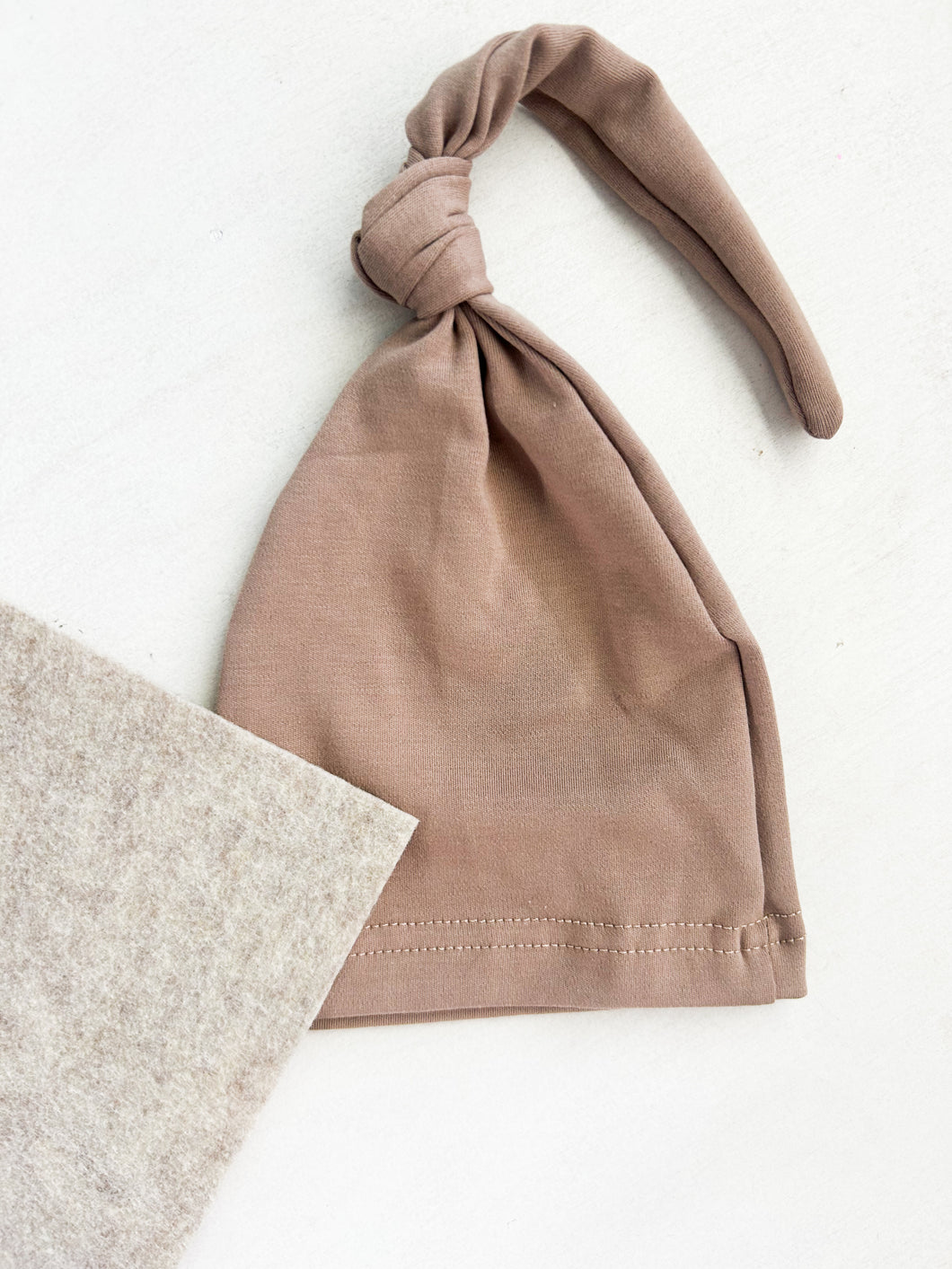 Hand Embroidered taupe Newborn Hat