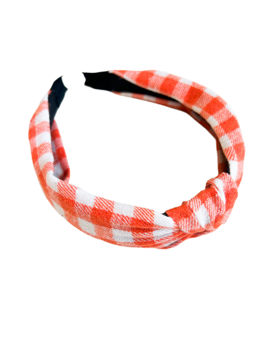 Orange + White Flannel Headband