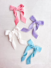 Load image into Gallery viewer, Spring Fling Long Tail Fray Bows
