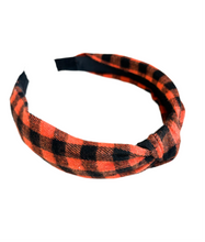 Load image into Gallery viewer, Orange + Black Flannel Headband
