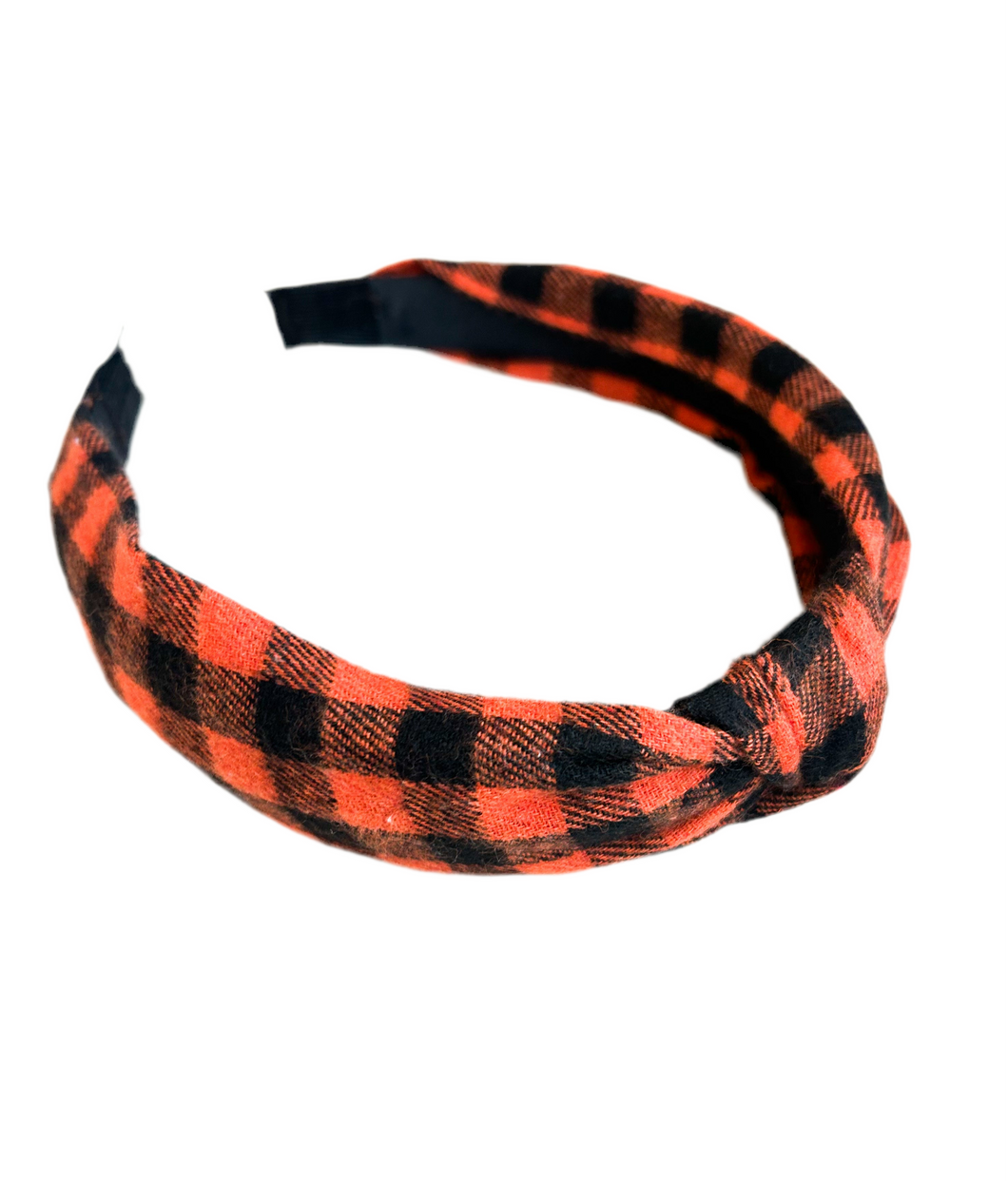 Orange + Black Flannel Headband