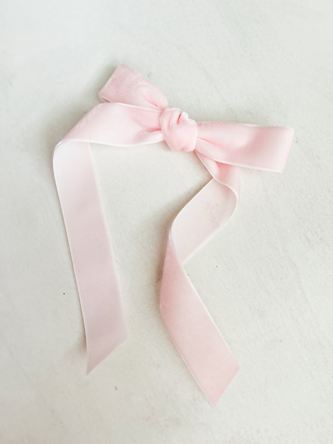 Soft Pink Velvet Long Tail Bow