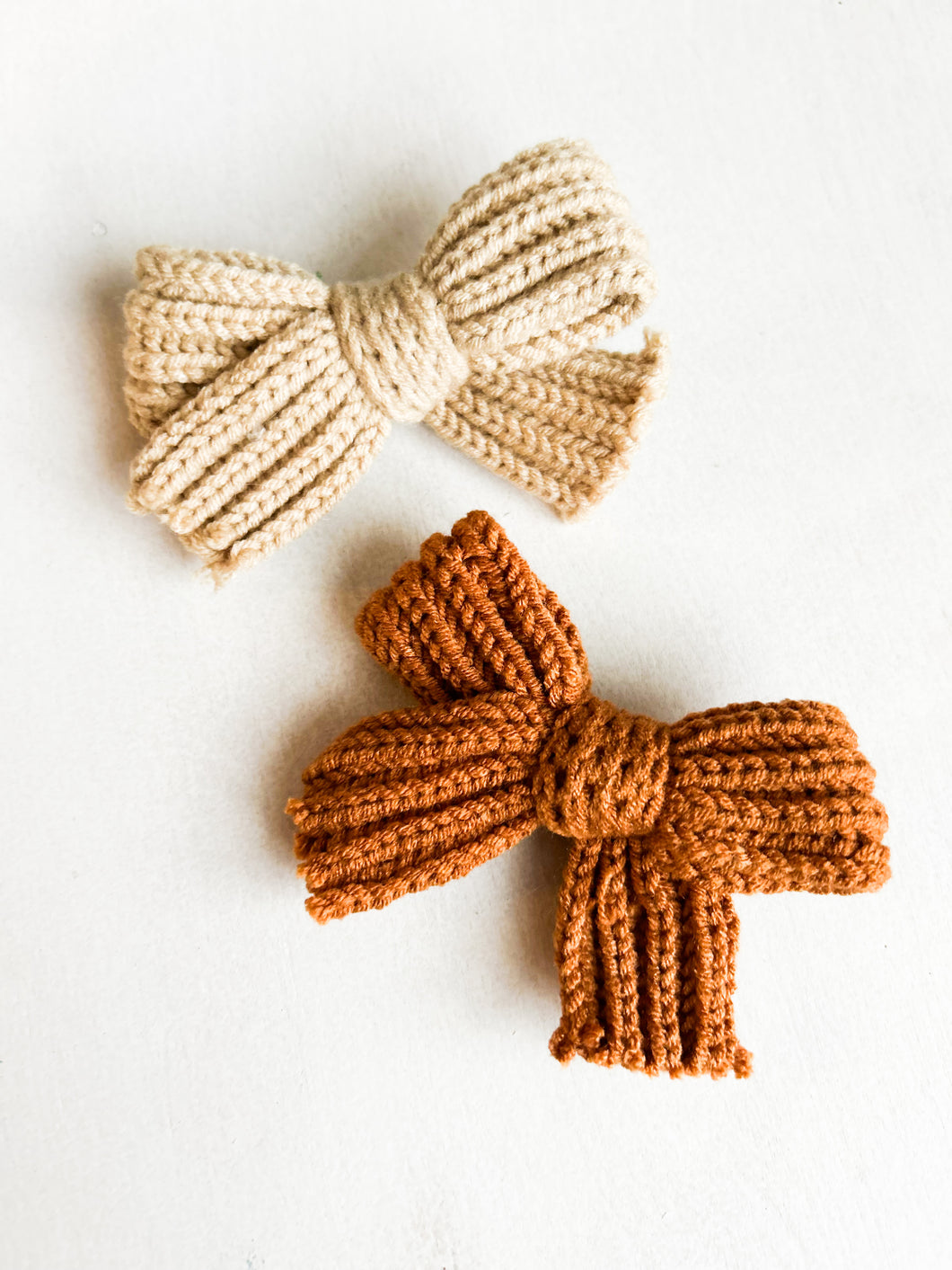 Rust + Tan Sweater Bow Set