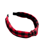 Load image into Gallery viewer, Red + Black Flannel Headband
