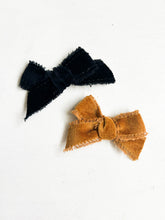 Load image into Gallery viewer, Black + Gold Velvet Fray Bows
