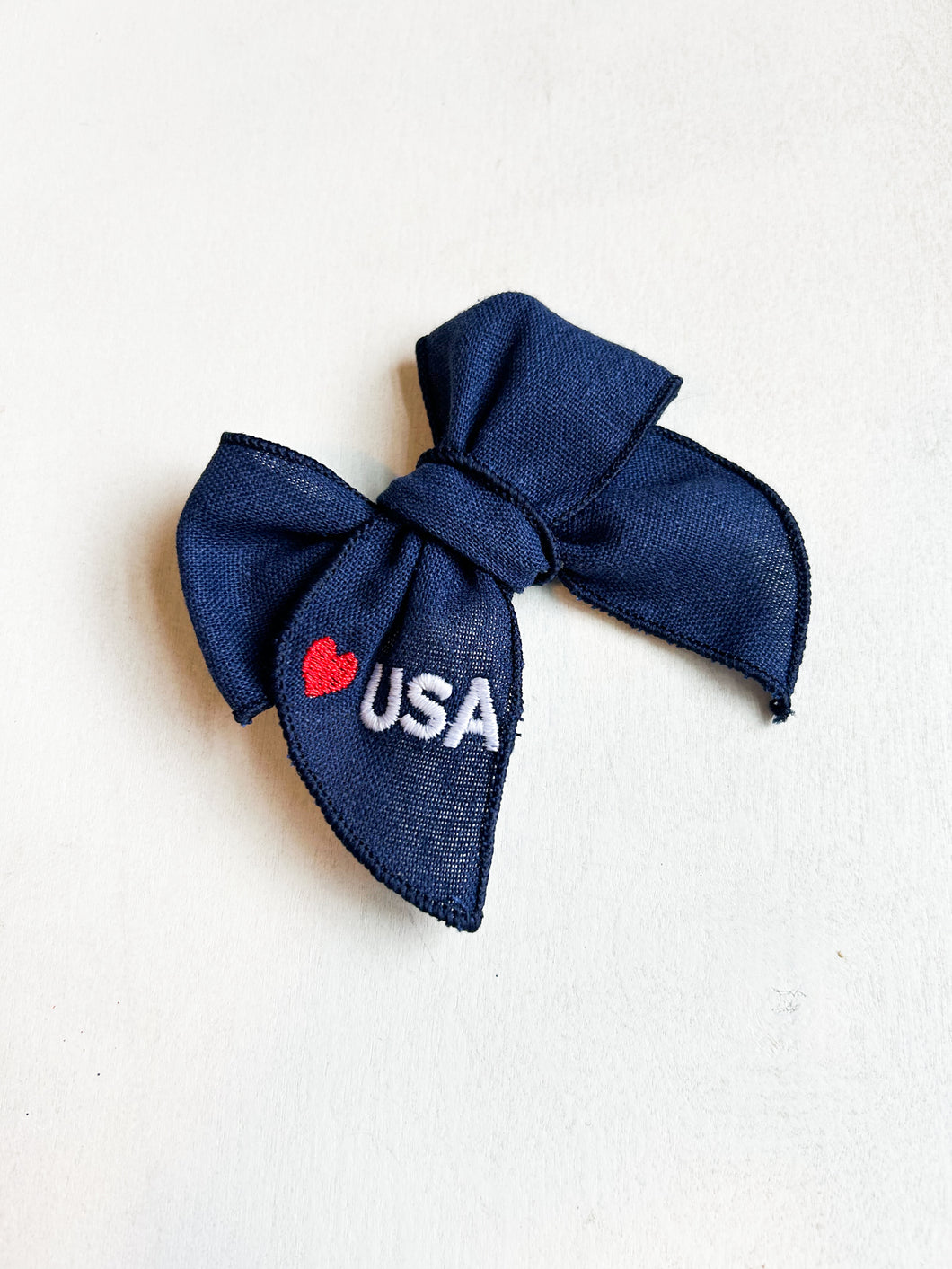 USA embroidered navy bow
