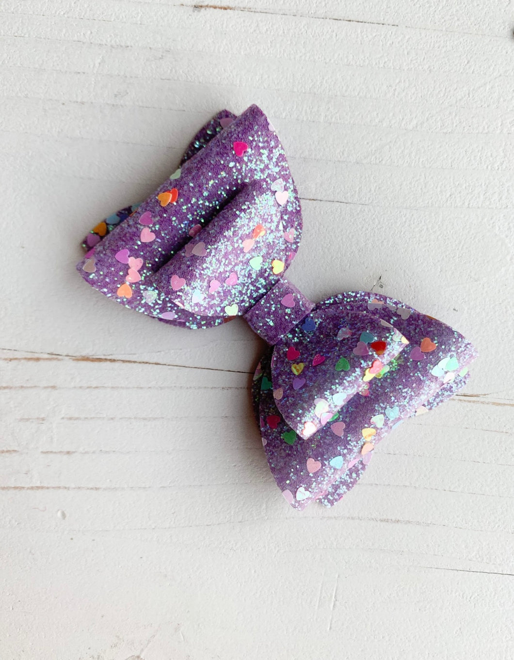 Lilac Sparkle Conversation Heart Bow