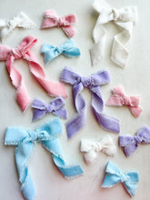 Load image into Gallery viewer, Spring Fling Long Tail Fray Bows

