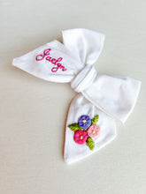 Load image into Gallery viewer, Spring Fling Hand Embroidered Name Bow
