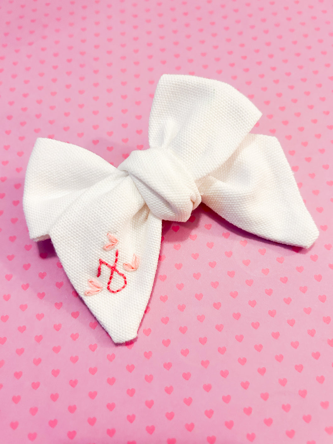 Hand Embroidered Valentine Bow