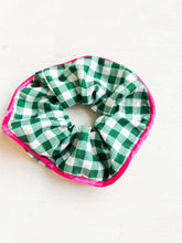 Load image into Gallery viewer, Green + Pink Scrunchie
