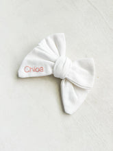 Load image into Gallery viewer, Hand embroidered white bow
