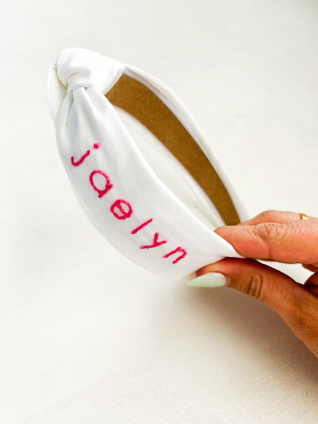 Hand Embroidered Headband White
